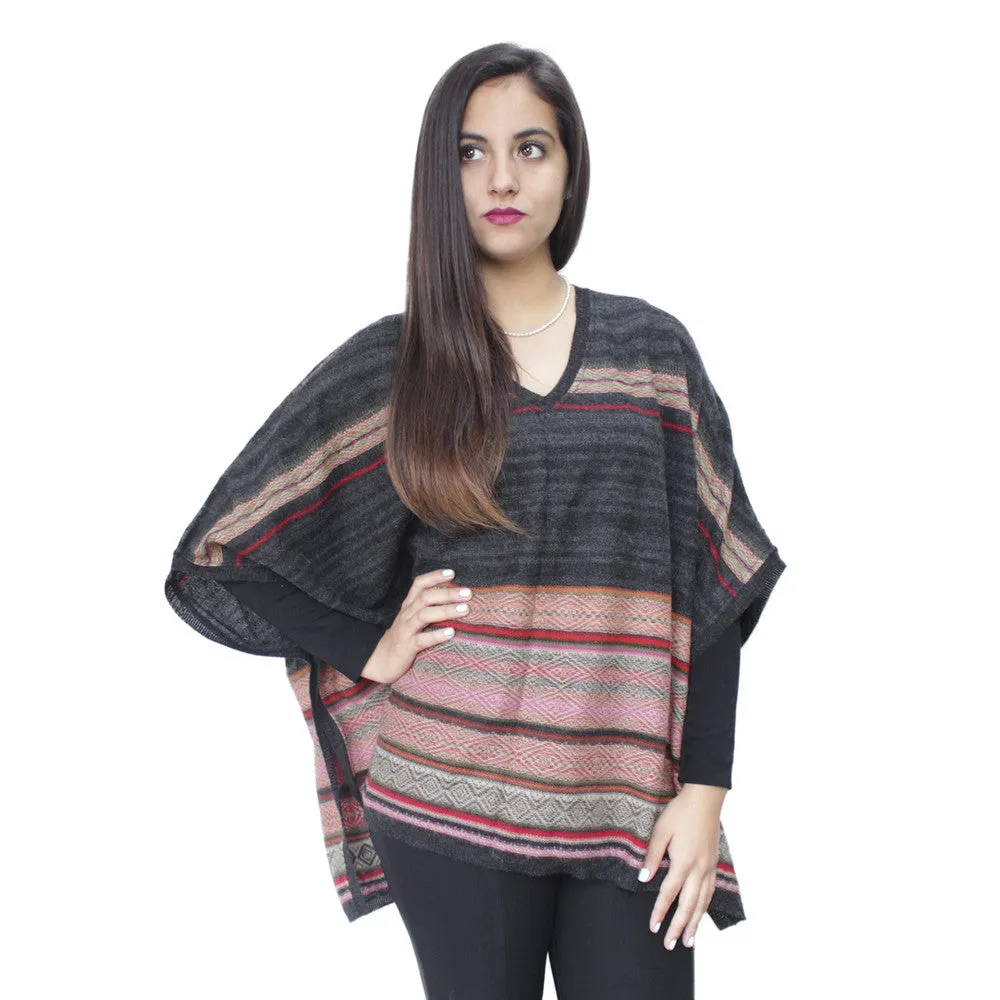 Women's 100% Baby Alpaca Wool Knitted Poncho Sweater Cape