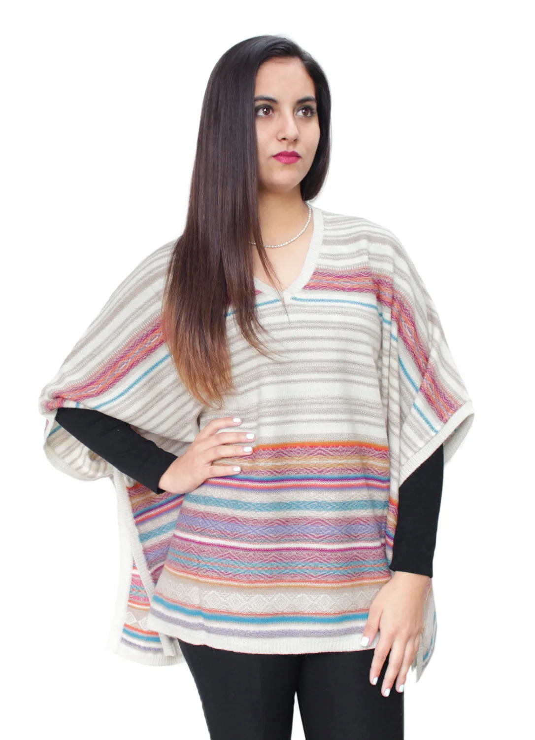 Women's 100% Baby Alpaca Wool Knitted Poncho Sweater Cape