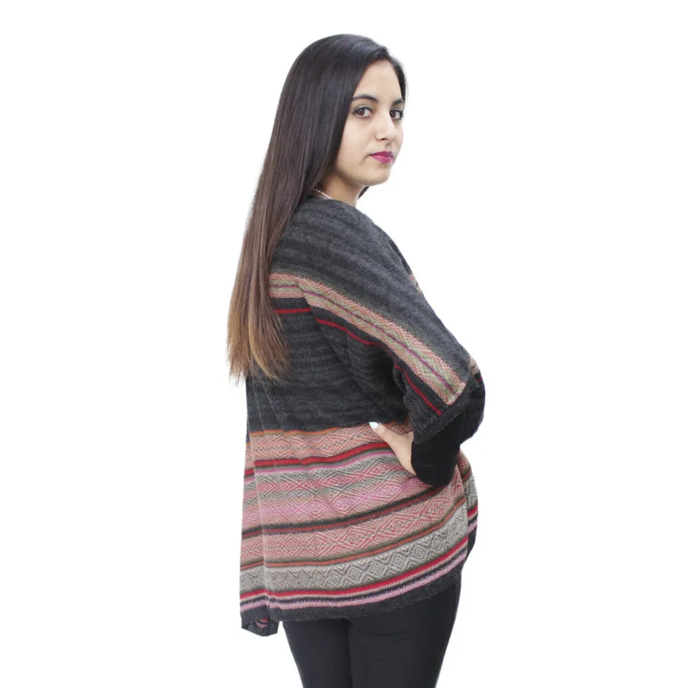 Women's 100% Baby Alpaca Wool Knitted Poncho Sweater Cape