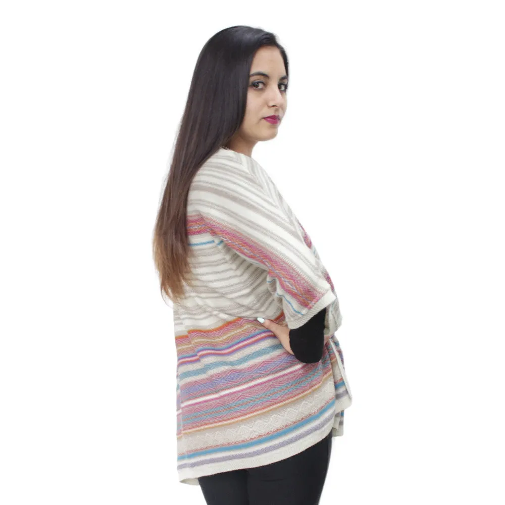 Women's 100% Baby Alpaca Wool Knitted Poncho Sweater Cape