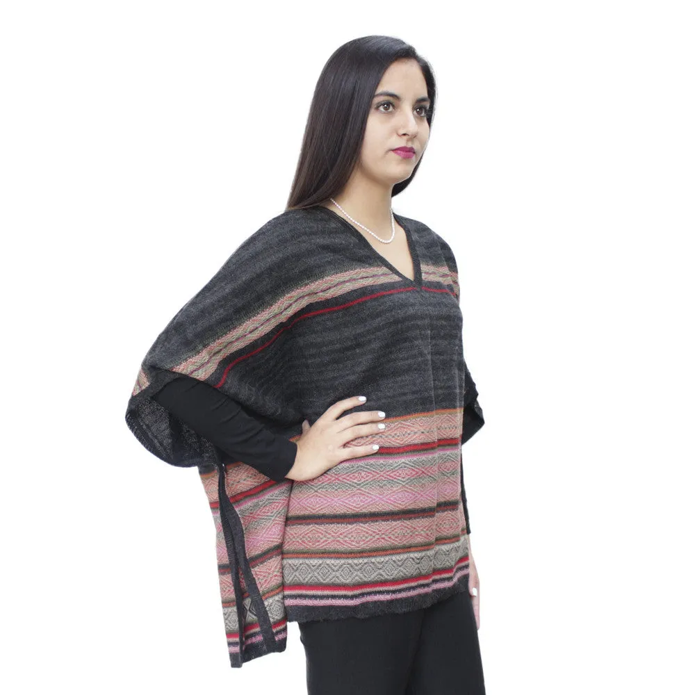 Women's 100% Baby Alpaca Wool Knitted Poncho Sweater Cape