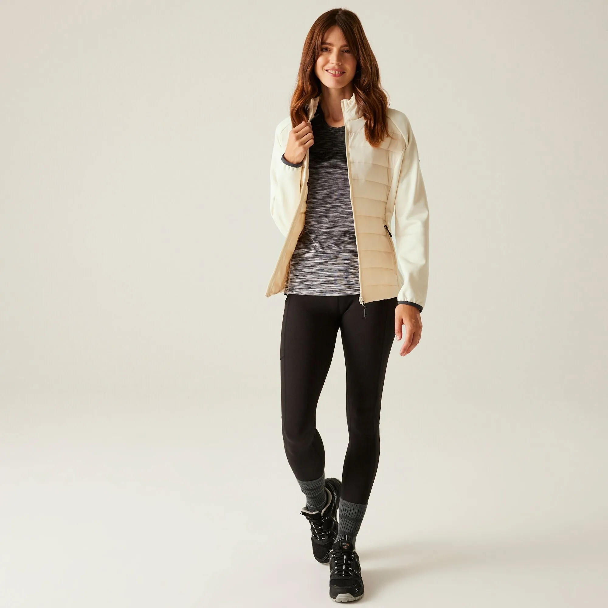 Women's Clumber V Hybrid Jacket | Light Vanilla Seal Grey