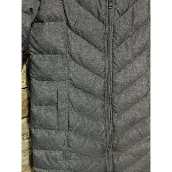 Women’s Lands' End Down Line Heather Grey Puffer Coat Size Petite Small