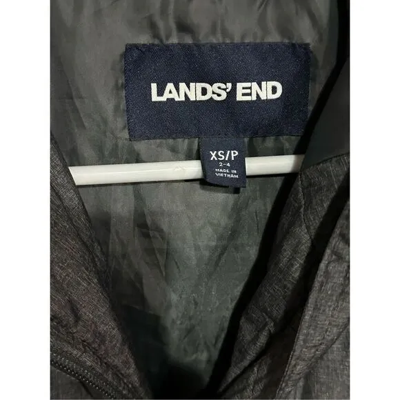 Women’s Lands' End Down Line Heather Grey Puffer Coat Size Petite Small
