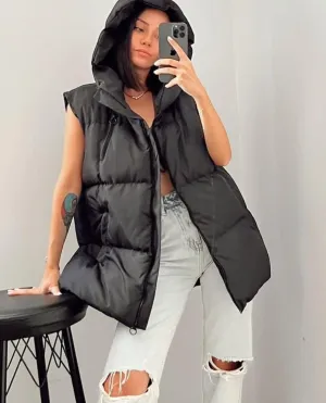 Womens Padded Down Vest Casual Stand Collar Puffer Lightweight Quilted Winter Warm Coat