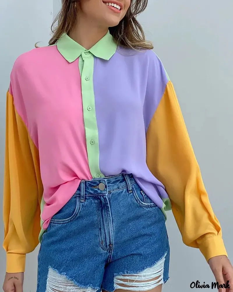 Xieyinshe - Button Front Long Sleeve Shirt