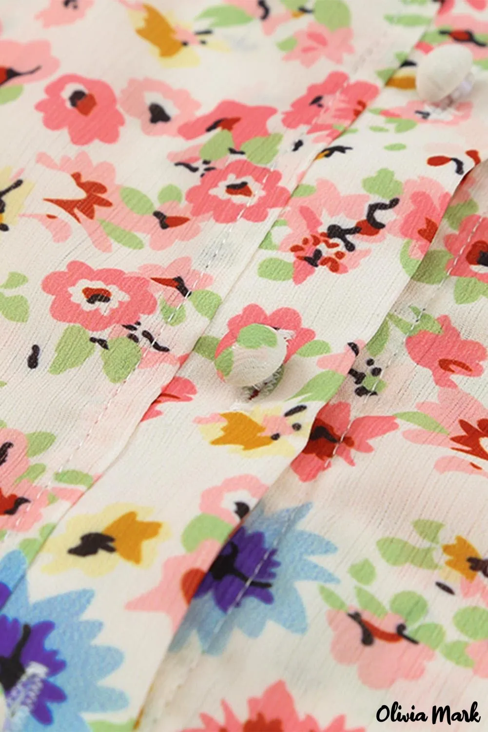 Xieyinshe - Floral Print V-Neck Long Sleeve Shirt