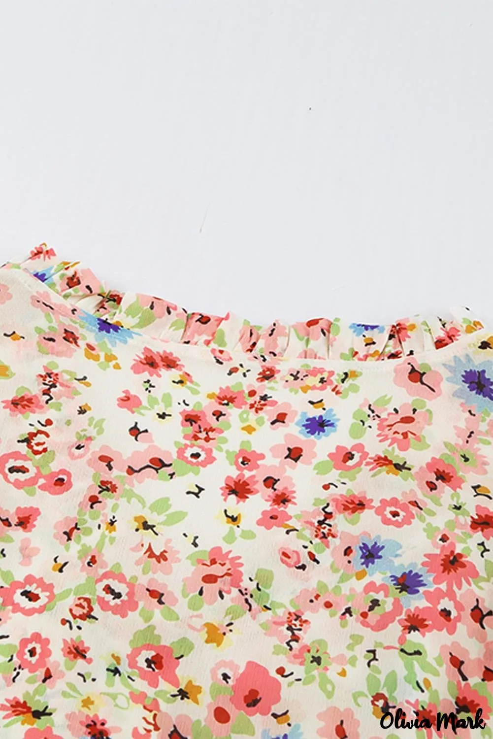 Xieyinshe - Floral Print V-Neck Long Sleeve Shirt