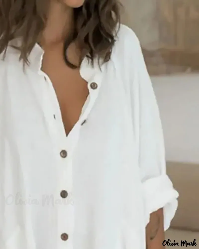 Xieyinshe - Long Sleeve Button Pocket Blouse