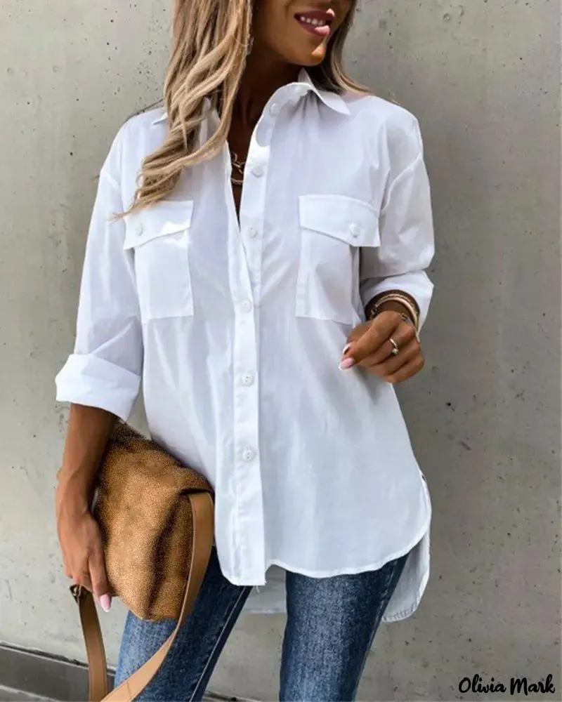 Xieyinshe - Long sleeve shirt with buttoned pocket
