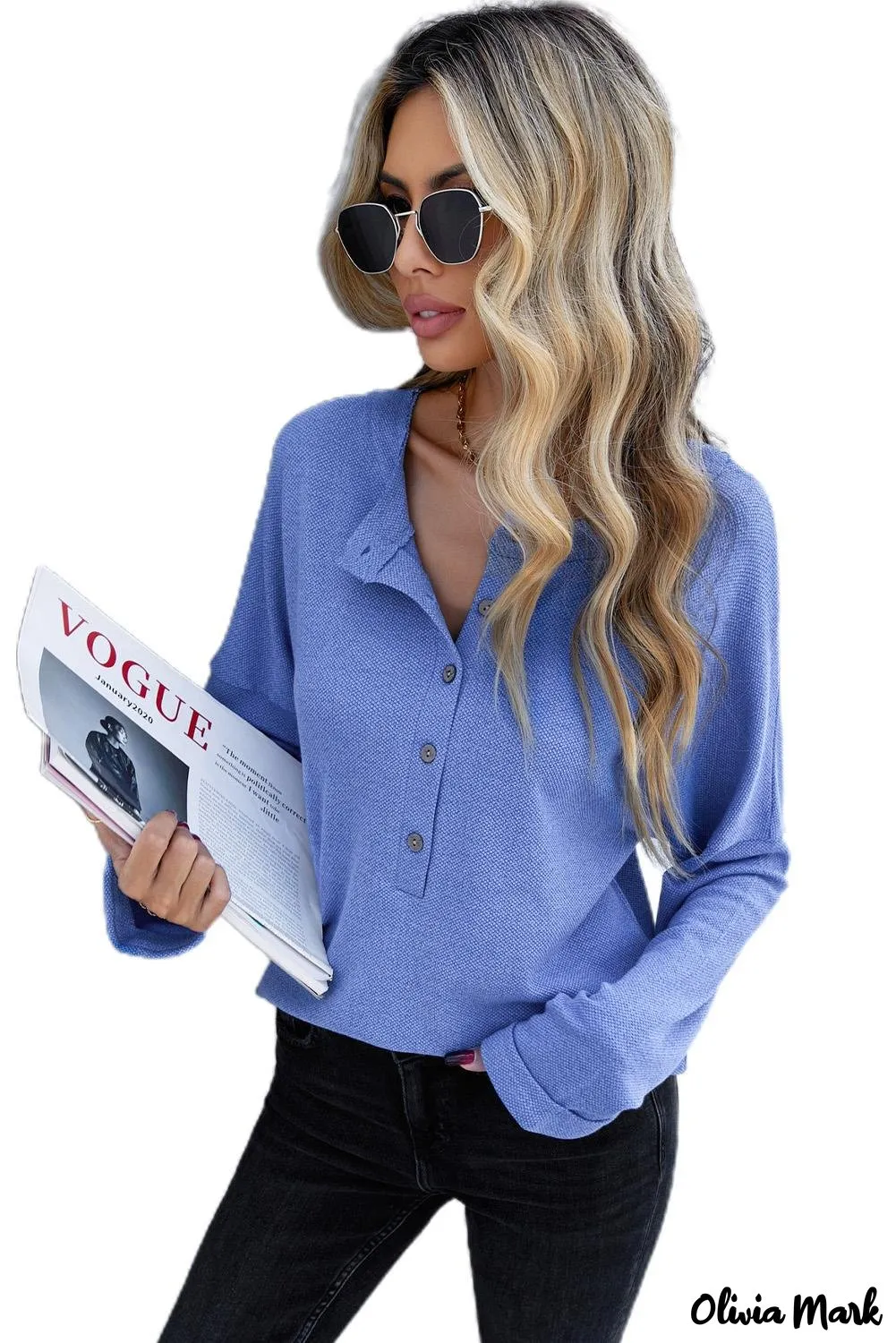 Xieyinshe - Loose buttoned khaki long sleeve shirt