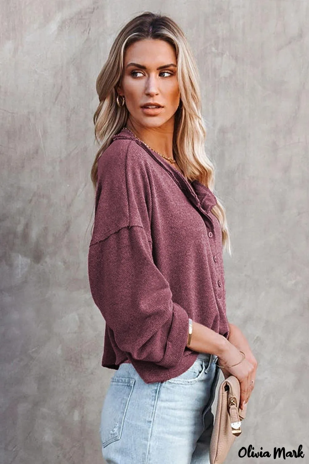 Xieyinshe - Loose buttoned khaki long sleeve shirt