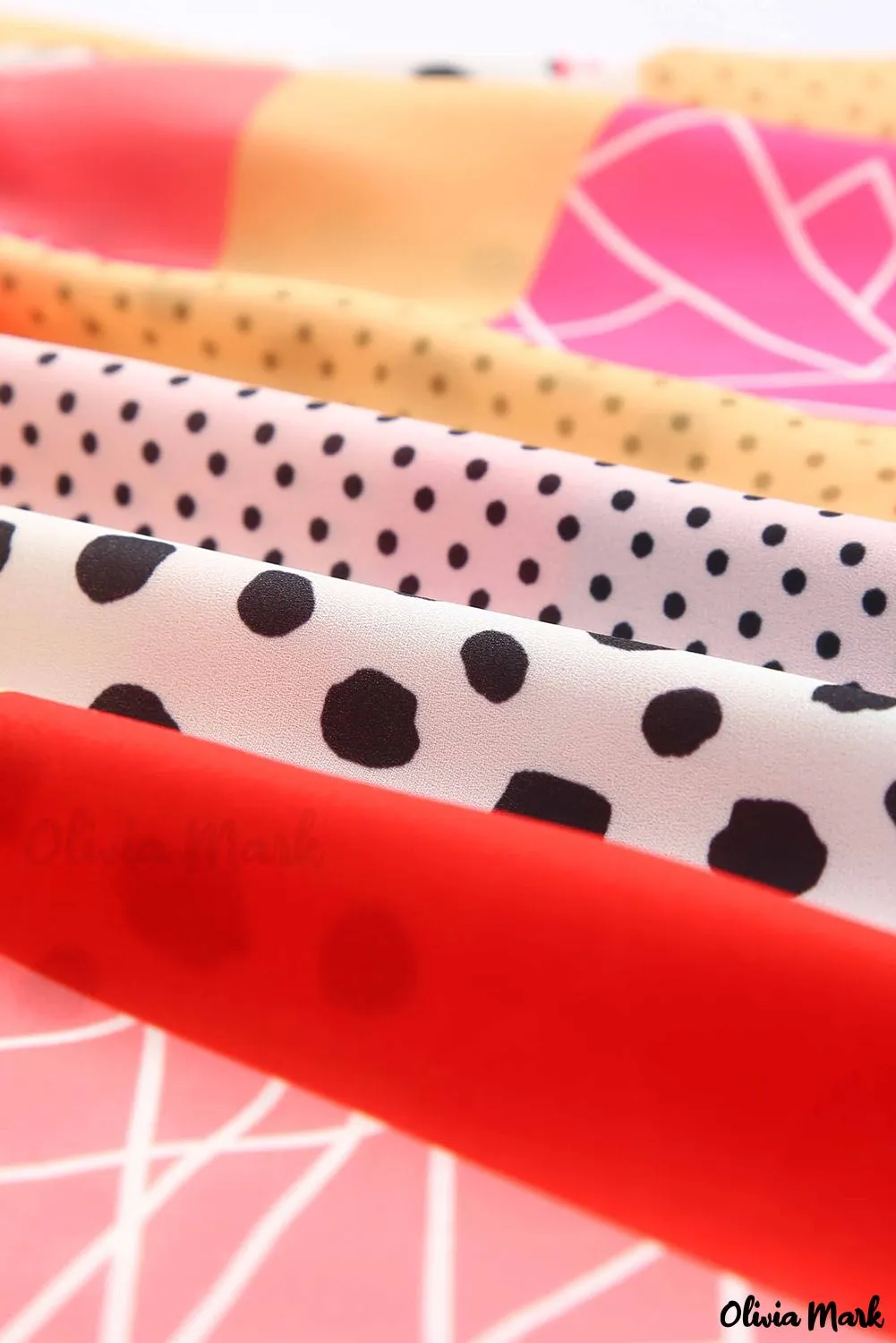 Xieyinshe - Multicolor Polka Dot Geometric Patchwork Long Sleeve Blouse