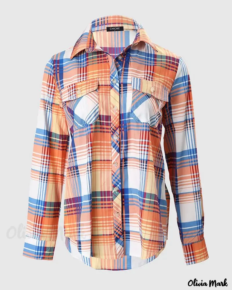 Xieyinshe - Plaid Button-Up Long Sleeve Shirt