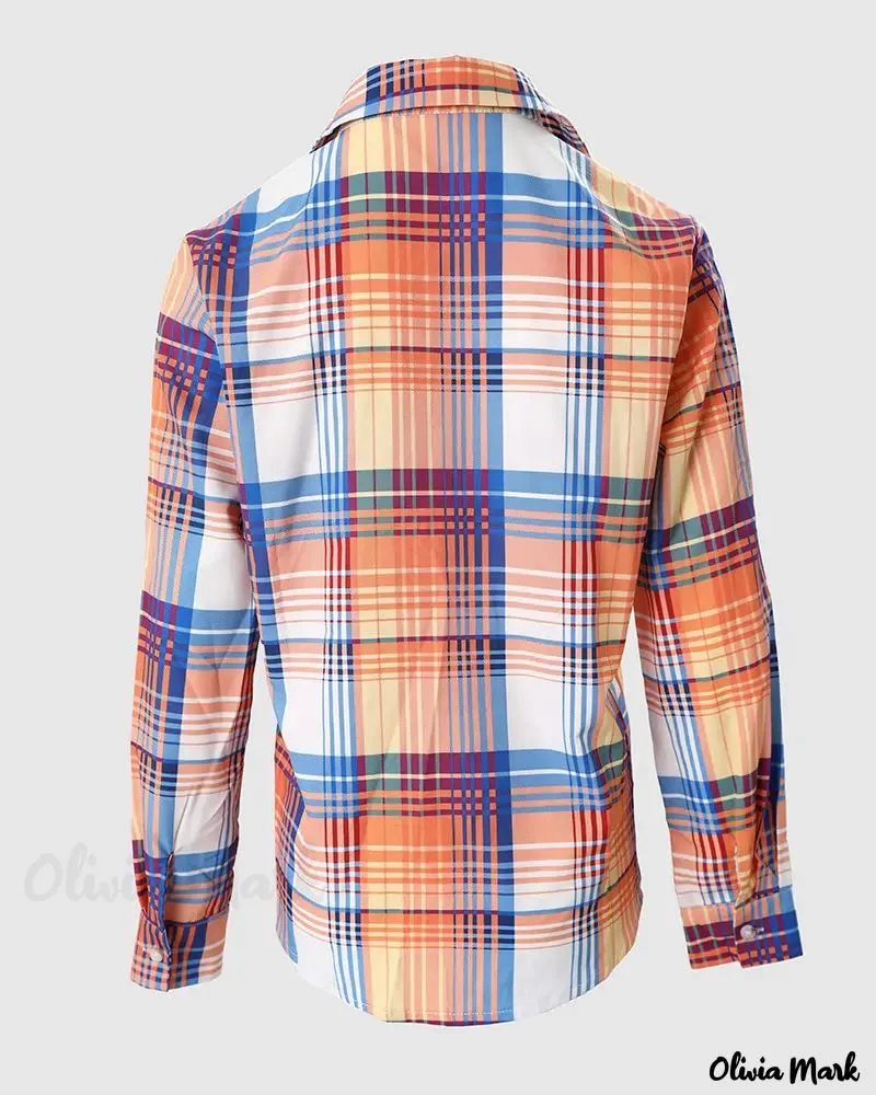 Xieyinshe - Plaid Button-Up Long Sleeve Shirt