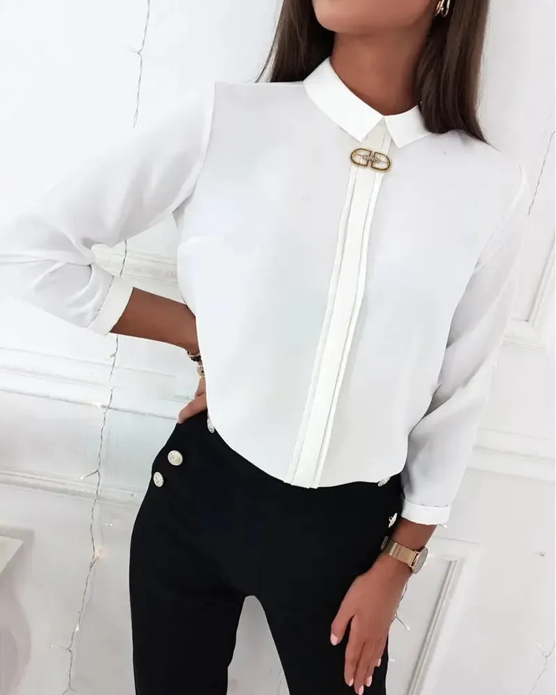 Xieyinshe - Plain Long Sleeve Casual Shirt