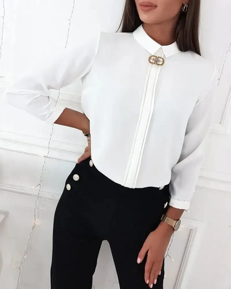 Xieyinshe - Plain Long Sleeve Casual Shirt