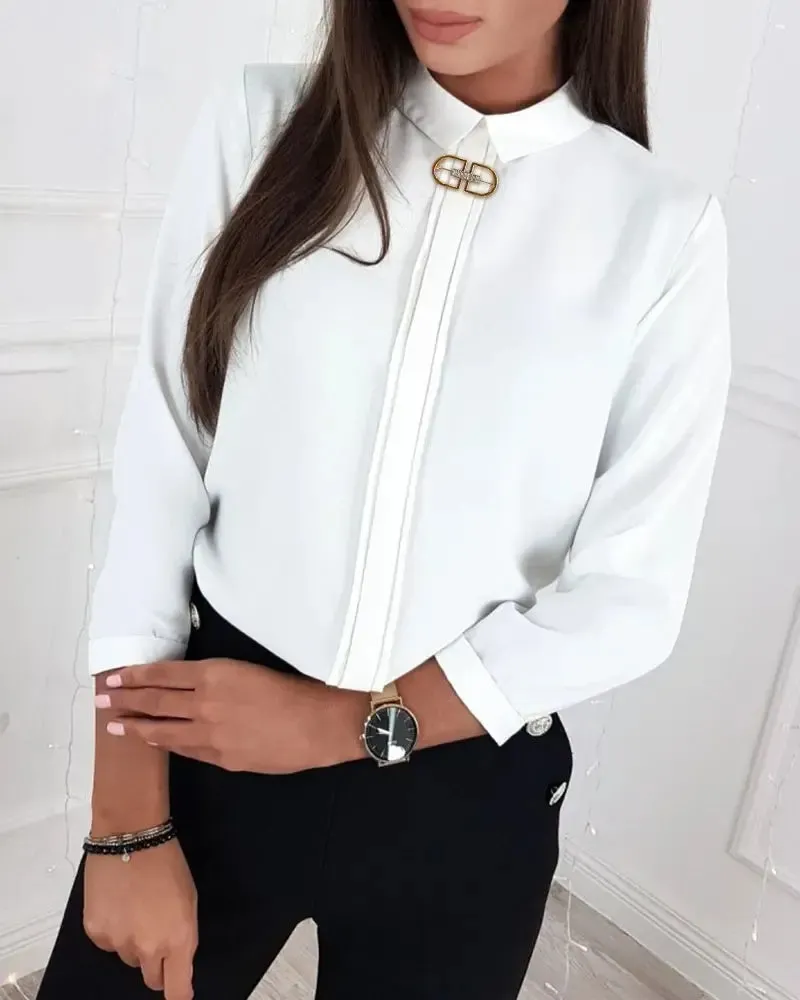 Xieyinshe - Plain Long Sleeve Casual Shirt