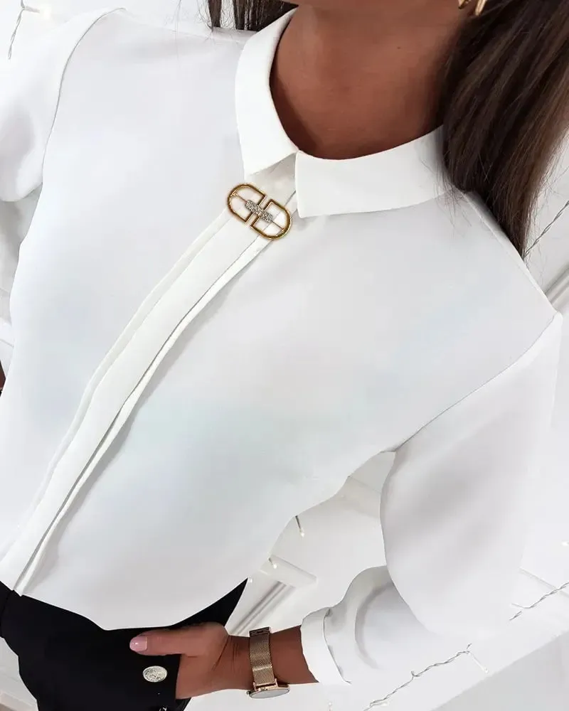 Xieyinshe - Plain Long Sleeve Casual Shirt