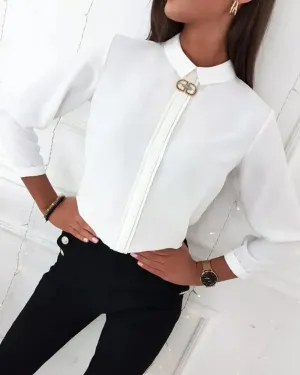 Xieyinshe - Plain Long Sleeve Casual Shirt