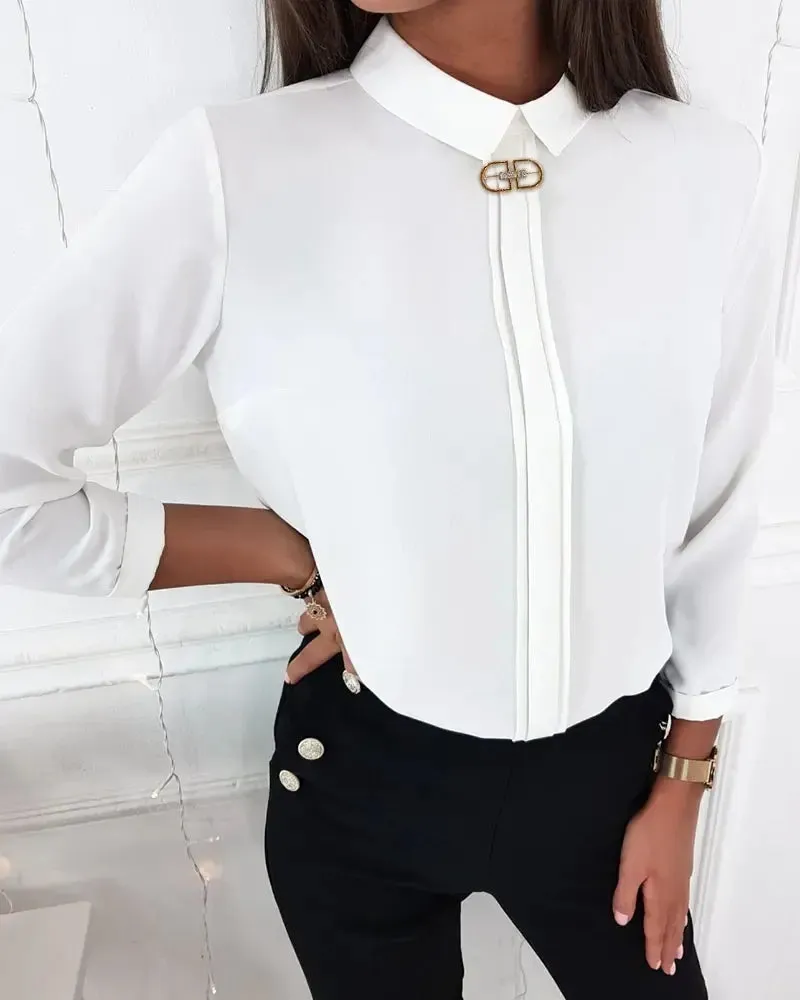 Xieyinshe - Plain Long Sleeve Casual Shirt