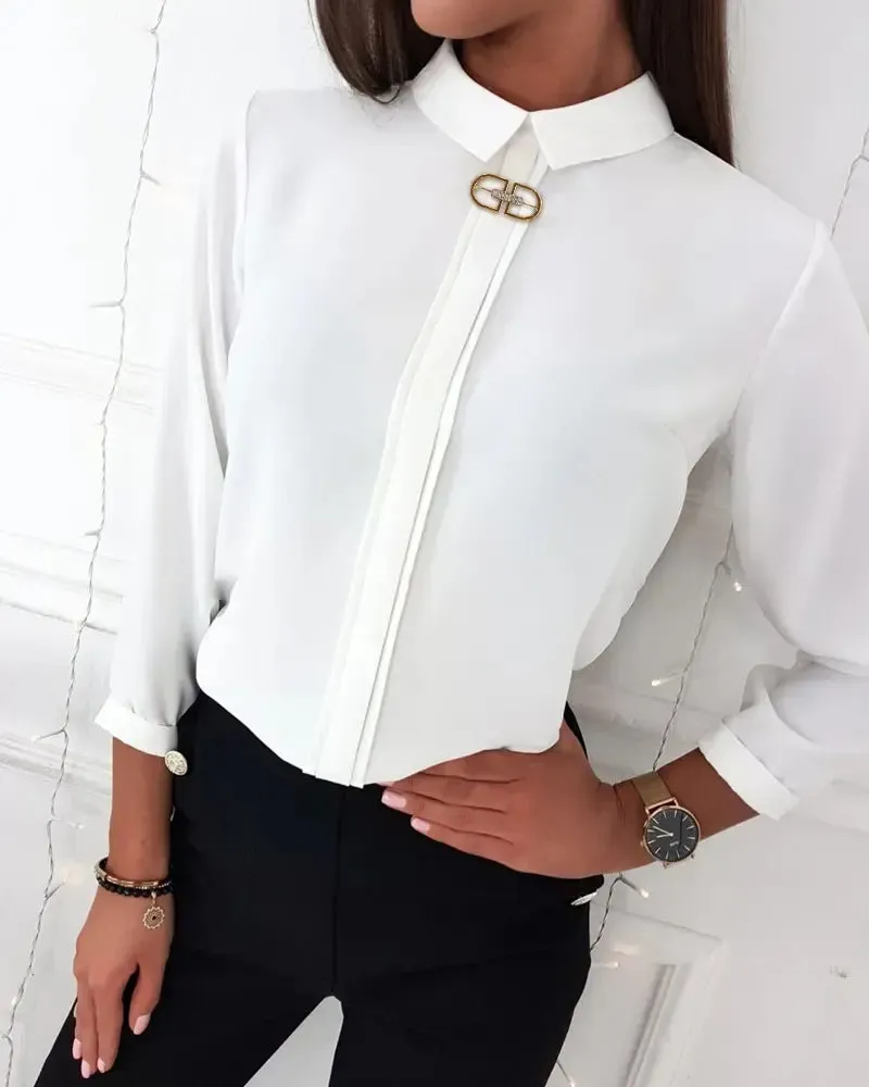 Xieyinshe - Plain Long Sleeve Casual Shirt