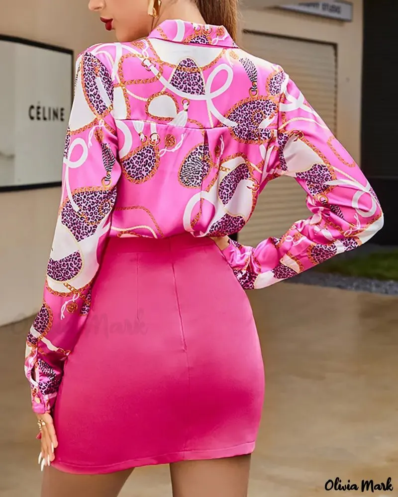 Xieyinshe - Sash Chain Print Long Sleeve Button Down Shirt