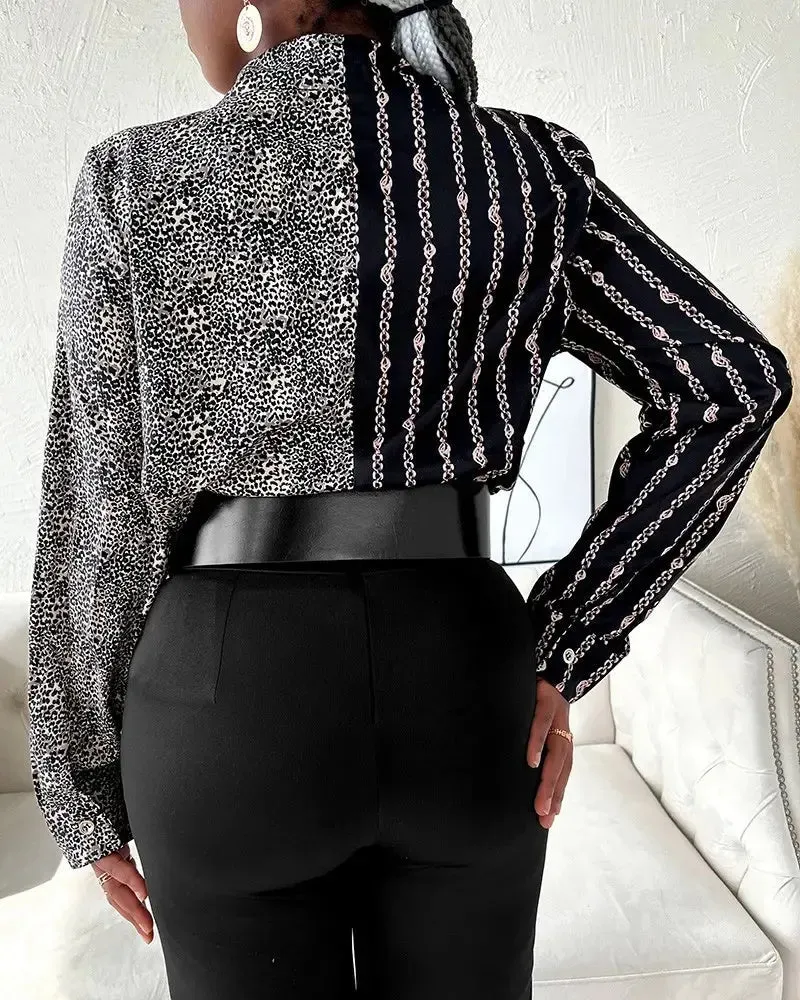 Xieyinshe - Snakeskin Print Long Sleeve Button Down Shirt