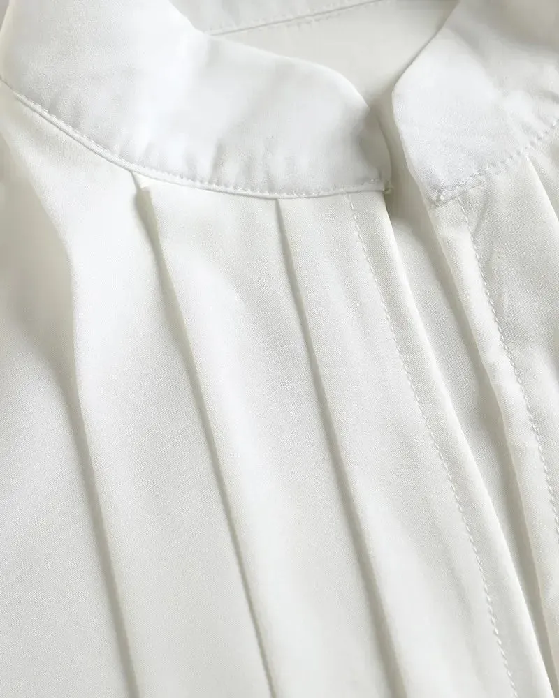 Xieyinshe - V-Cut Long Sleeve Ruched Top