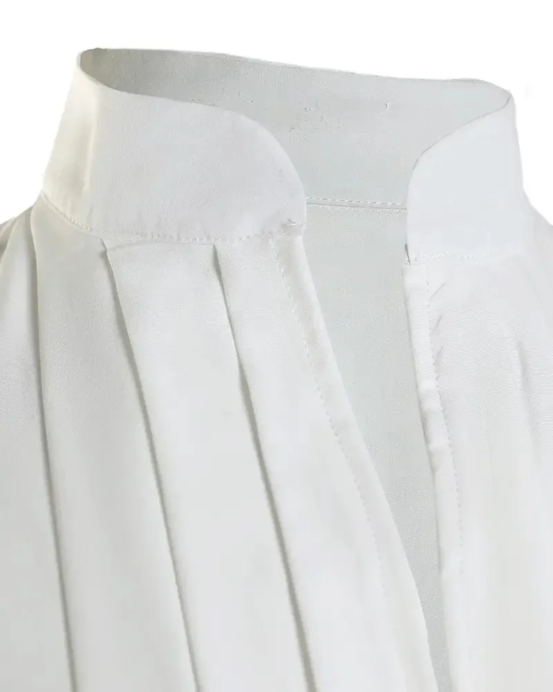 Xieyinshe - V-Cut Long Sleeve Ruched Top