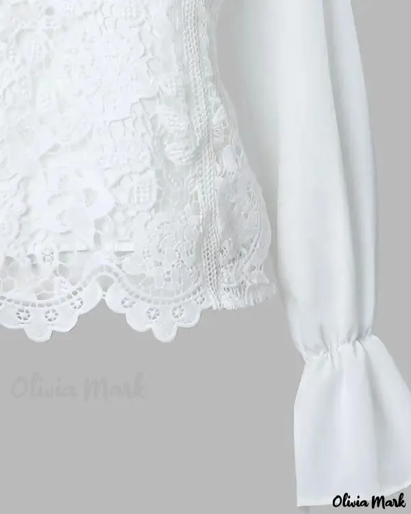Xieyinshe - Womens Long Sleeve Lace Blouse with Ruffled Hem