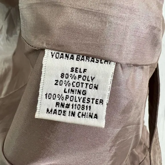 Yoana Baraschi Trench Coat Chocolate Drawstring Waist Pockets Lined Size 6