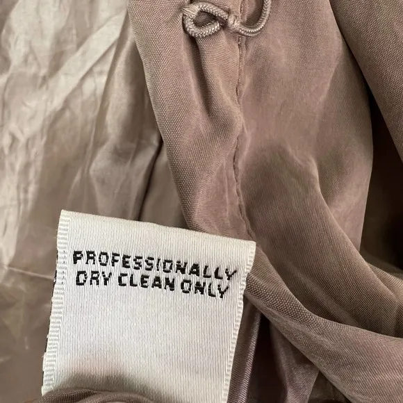 Yoana Baraschi Trench Coat Chocolate Drawstring Waist Pockets Lined Size 6