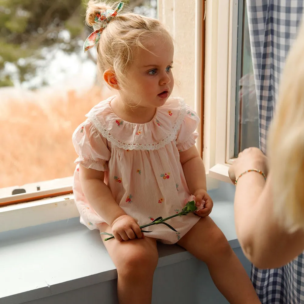 Yolia Romper | Pink Bouquet Stripes