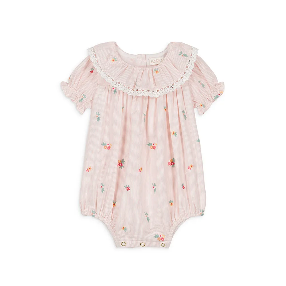 Yolia Romper | Pink Bouquet Stripes