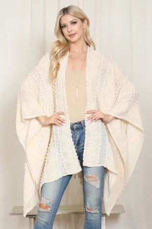 ZIG ZAG POMPOM OPEN FRONT KIMONO