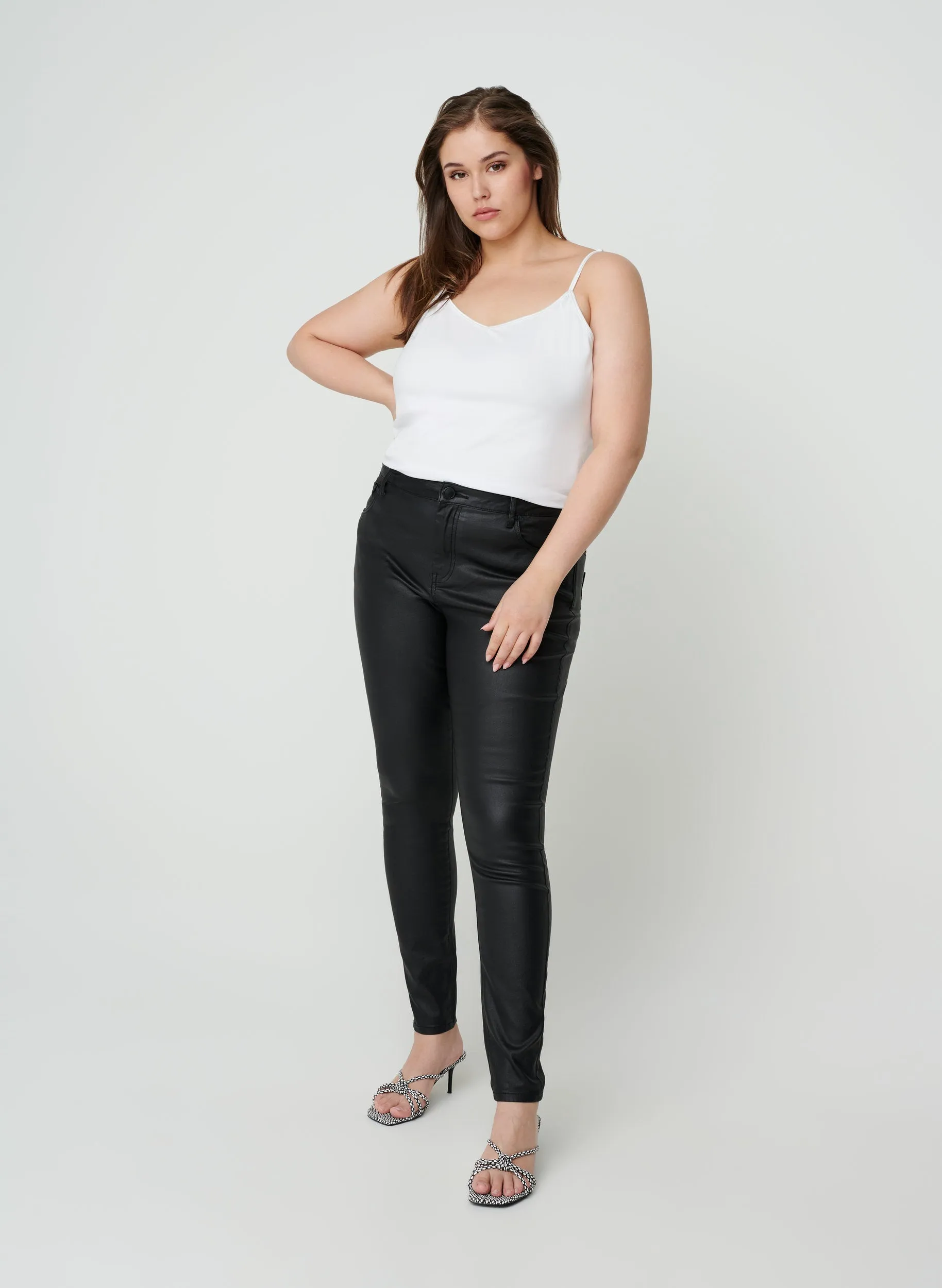 Zizzi Strap Top in White